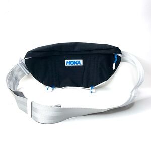 Hoka One One Black and White Mini Waist Bag with Gray Strap